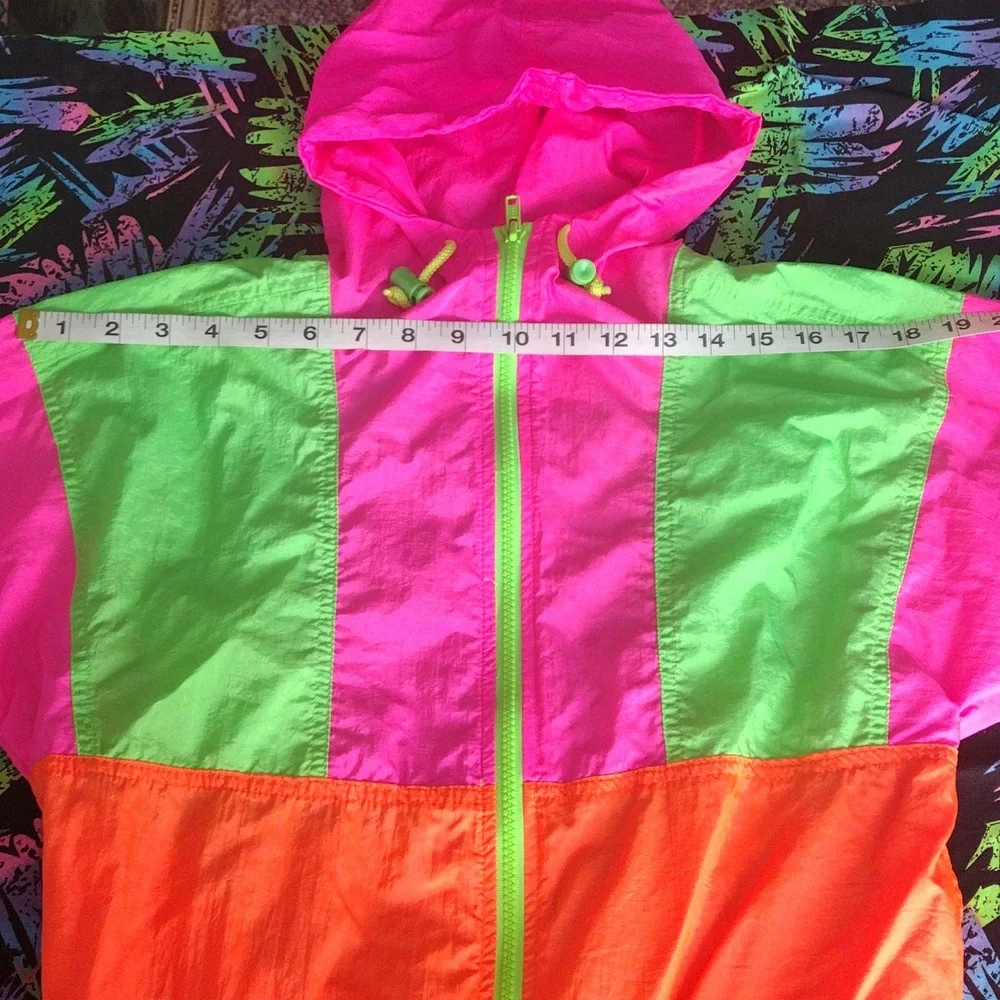 VTG 90s French Toast Neon Color Block Windbreaker - Picture 5 of 11
